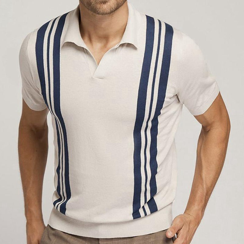 Striped short sleeved knitted shirt