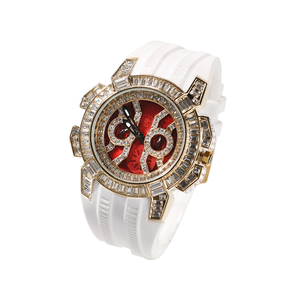 Men's Quartz Watch With A Diamond Dial Water Resistant