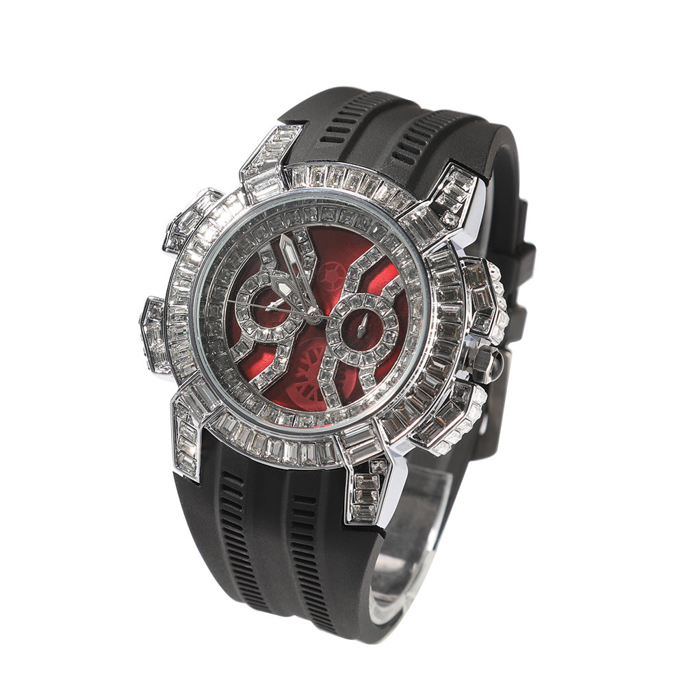 Men's Quartz Watch With A Diamond Dial Water Resistant