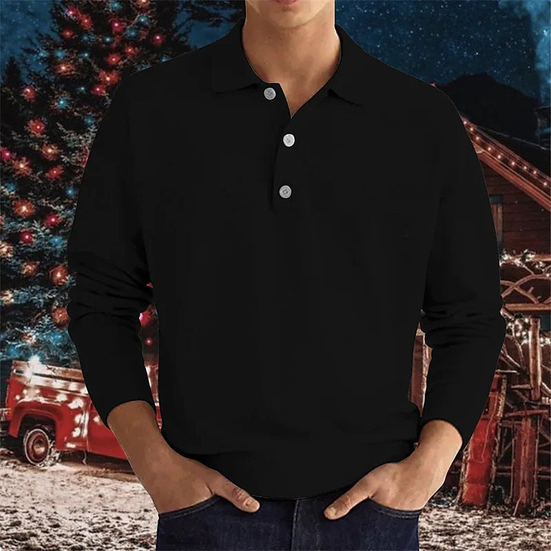 Long Sleeve Button Polo Shirt